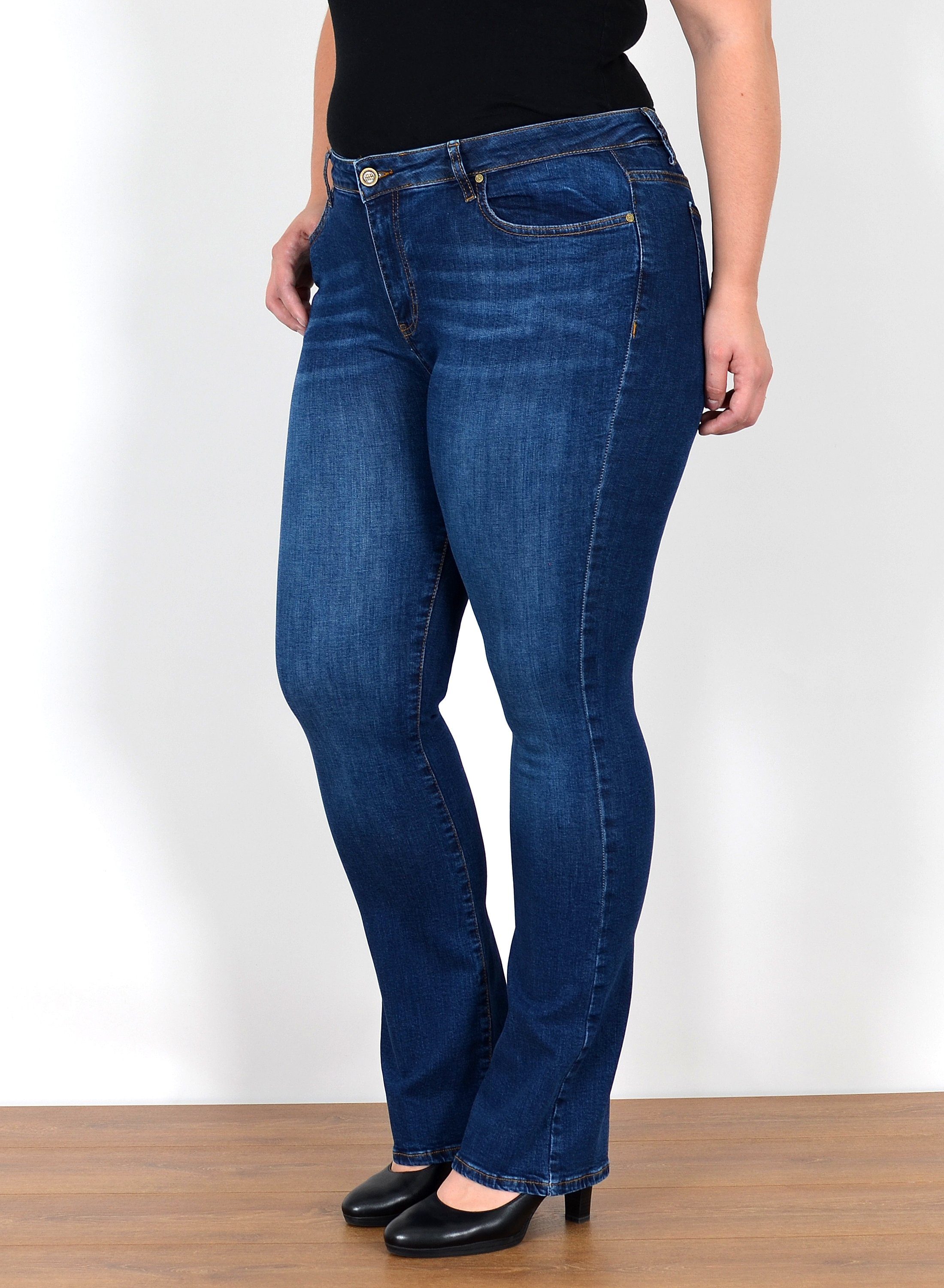 ESRA Bootcut-Jeans Stretch Jeans Damen High Waist Bootcut Jeans bis Übergrö günstig online kaufen