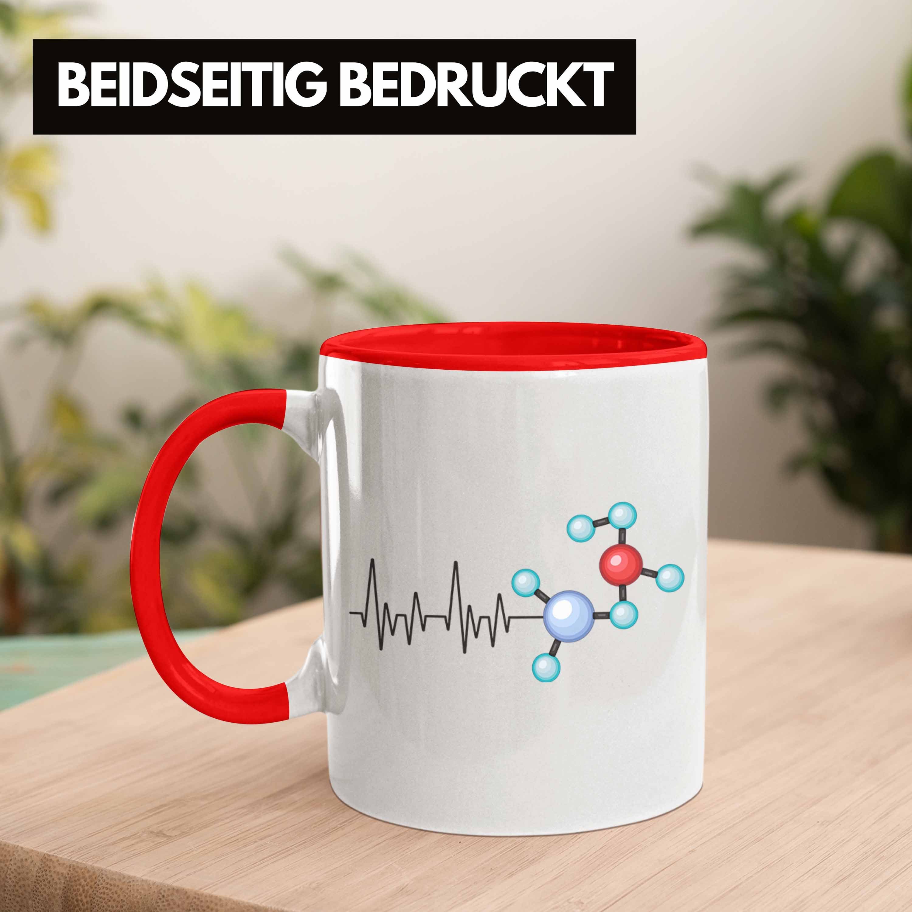Physiker Trendation Tasse für Geschenk Atom Lehrer Physik Rot Tasse - Trendation Herzschlag