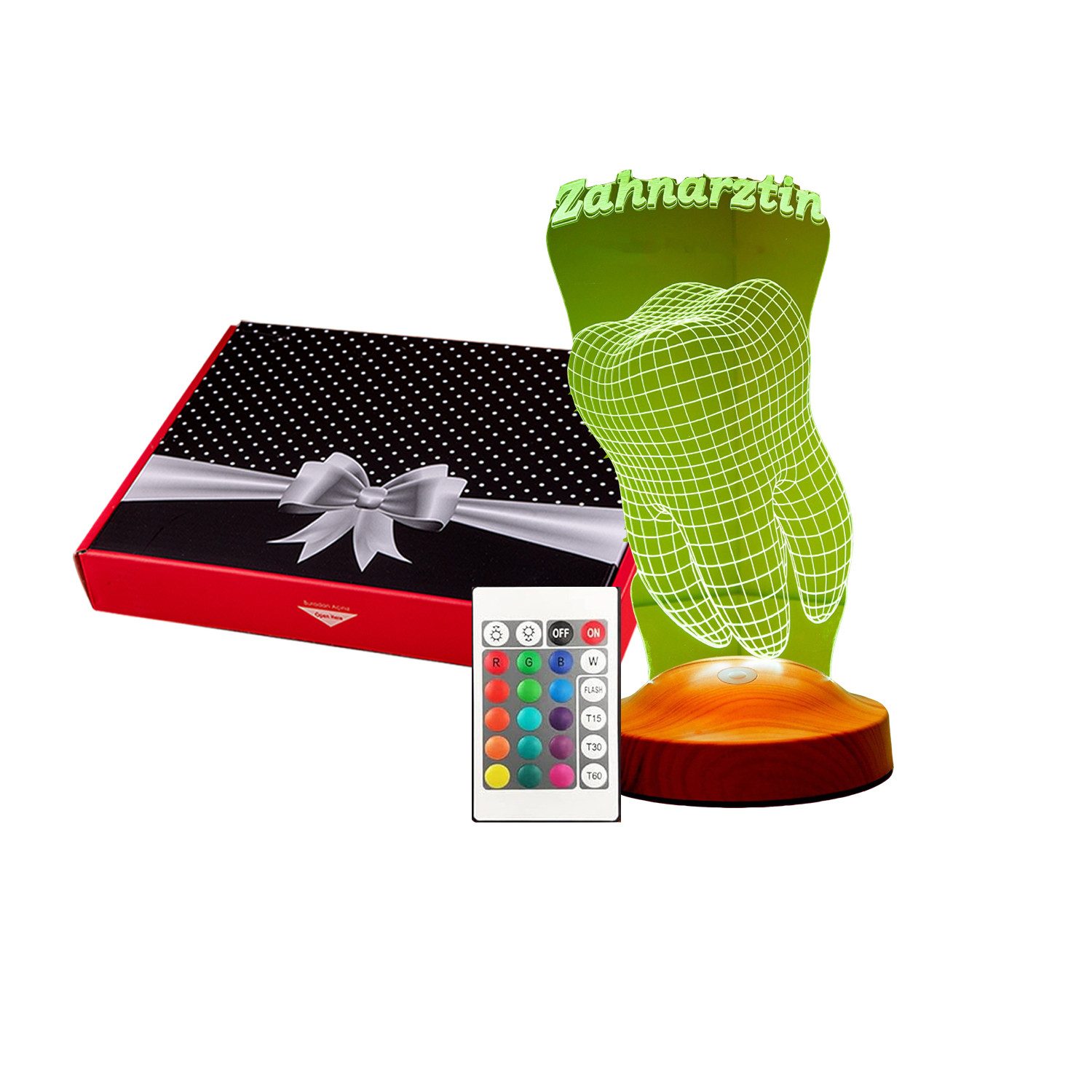 Geschenkelampe LED Nachttischlampe Dentist 3D Bürolicht Geschenk für Zahnarzt und Praxis, Leuchte 7 Farben fest integriert, Medizin, Dentist Beruf Geschenke