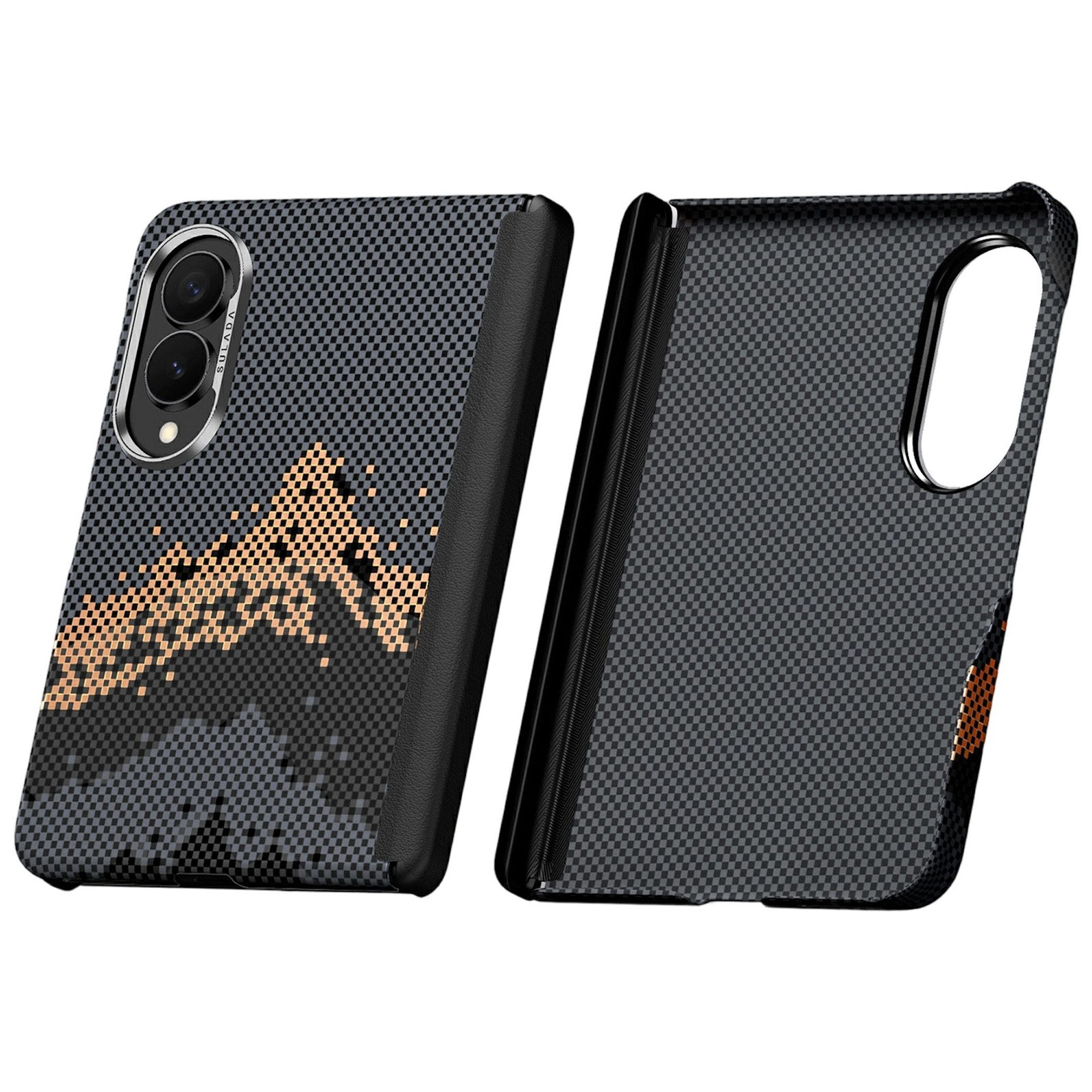 Wigento Handyhülle Muster für Samsung Galaxy Z Fold8 5G Motiv Kameraschutz Schwarz 7,6 Zoll und 5,5 Zoll, Gemustert, Stoßfest