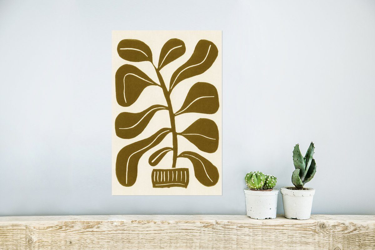 MuchoWow Poster Pflanze Rahmen Poster, St), für Pastell Ohne - Wohnzimmer, - Blatt, Blume (1 - Wandposter Wandbild