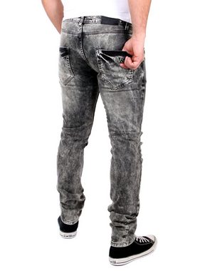 VSCT Destroyed-Jeans VSCT Jeans Herren Alec Slim Black Bleached Destroy Destroyed Männer-Hose Jeans Slim Fit