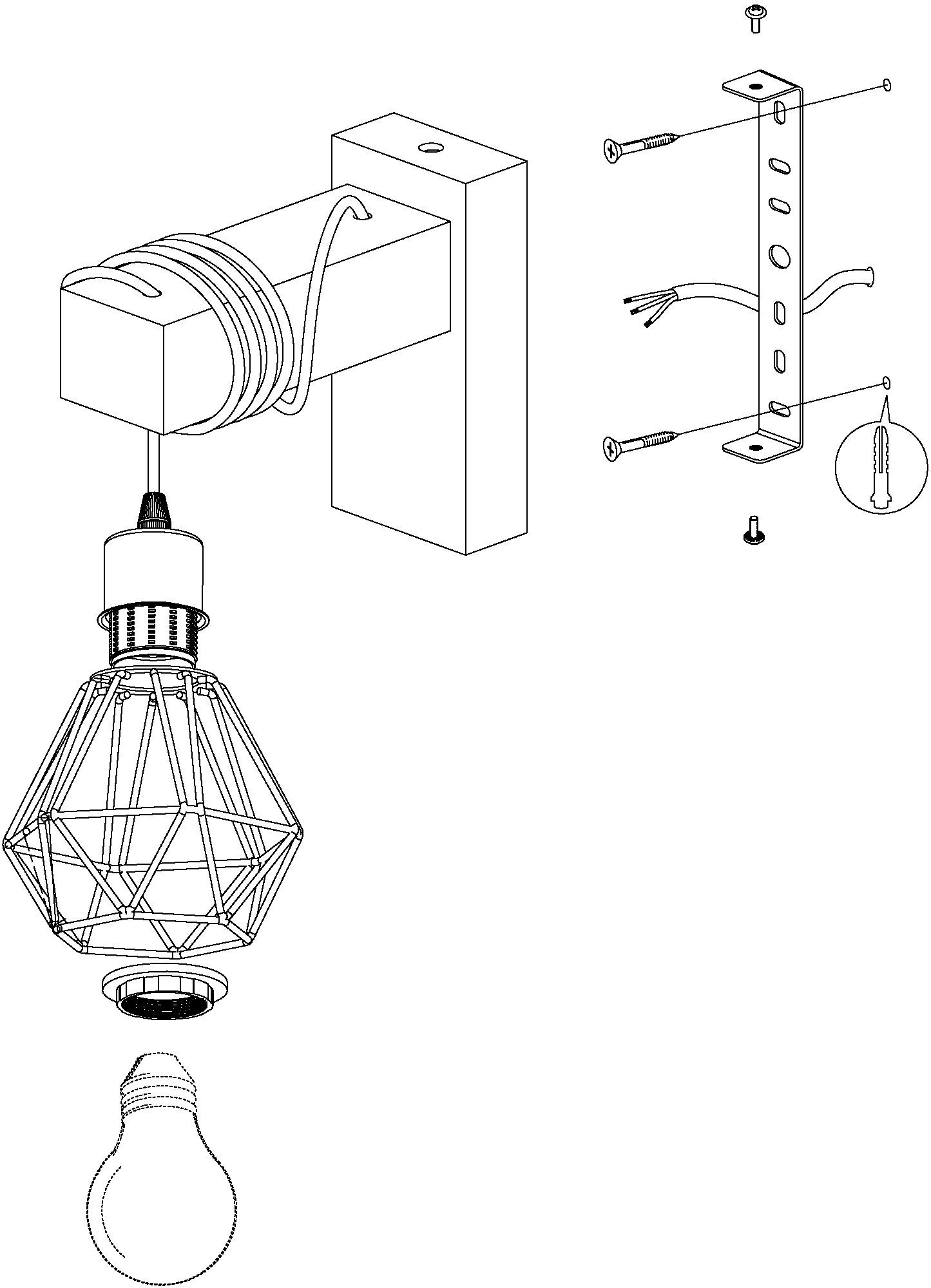 EGLO Wandleuchte TOWNSHEND 5, ohne Industrial E27 Fassung: Wandleuchte Lampe im Vintage Leuchtmittel, Retro Design