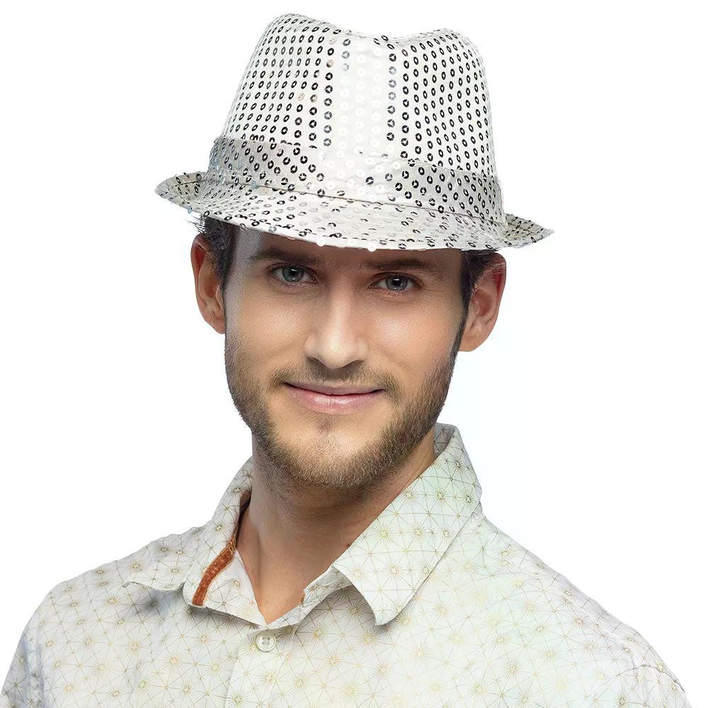 Boland Kostüm Pailletten-Hut glitzernd Popstar Hut Auswahl für Karneval Disco Party, farbenfrohes Basic-Accessoire für Karneval, Disco und Festivals