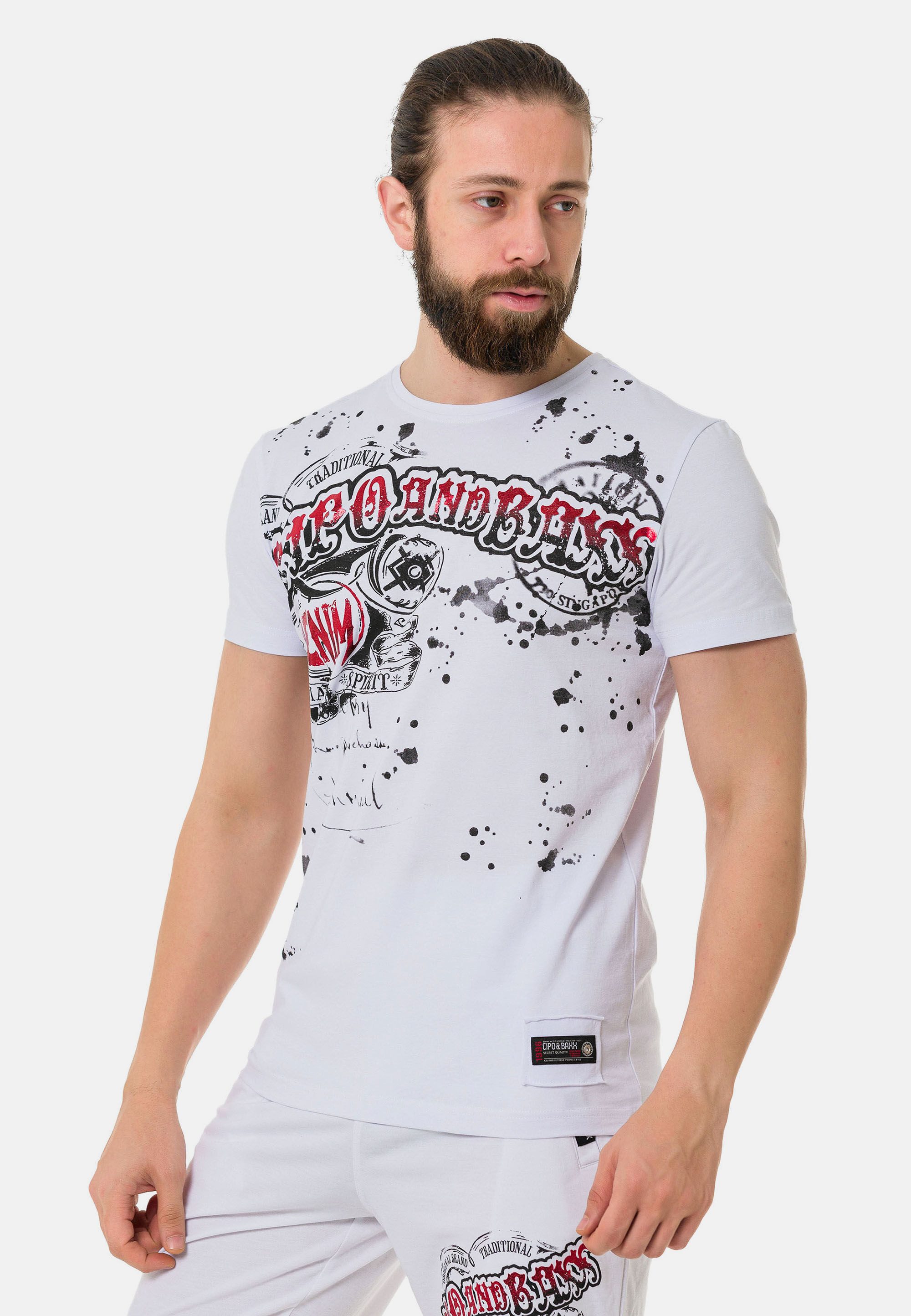 Cipo & Baxx T-Shirt T-Shirt mit Rundhalsausschnitt