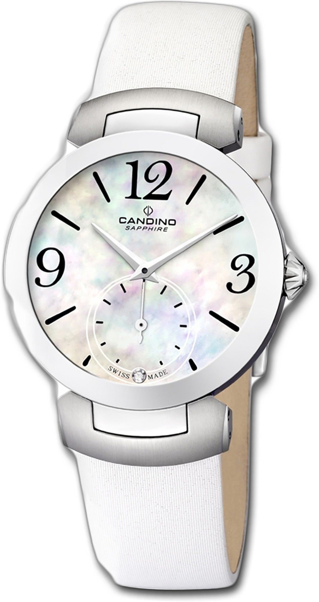 rundes Candino Elegant- (ca. Quarz Gehäuse, Candino 34mm), Lederarmband, Damenuhr Quarzuhr Uhr, Leder Damen Elegance mit mittel