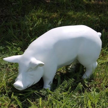 colourliving Tierfigur Schwein Figur stylisches Deko Schwein in weiß Schwein Dekofigur, mit 4 Filzplättchen, leicht glänzend, edel/robust verarbeitet