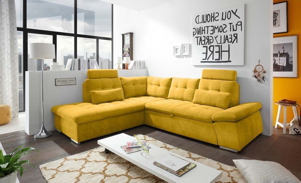 Ecksofa cm Ecksofa, DESIGN Nalo Couch Gelb Sofa ED 260x219 (Senf) Eckcouch EXCITING