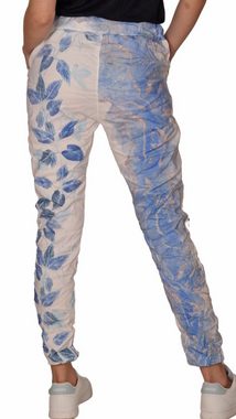 Charis Moda Jogger Pants Hose mit Tunnelzugschnürung modisches Blätter Design