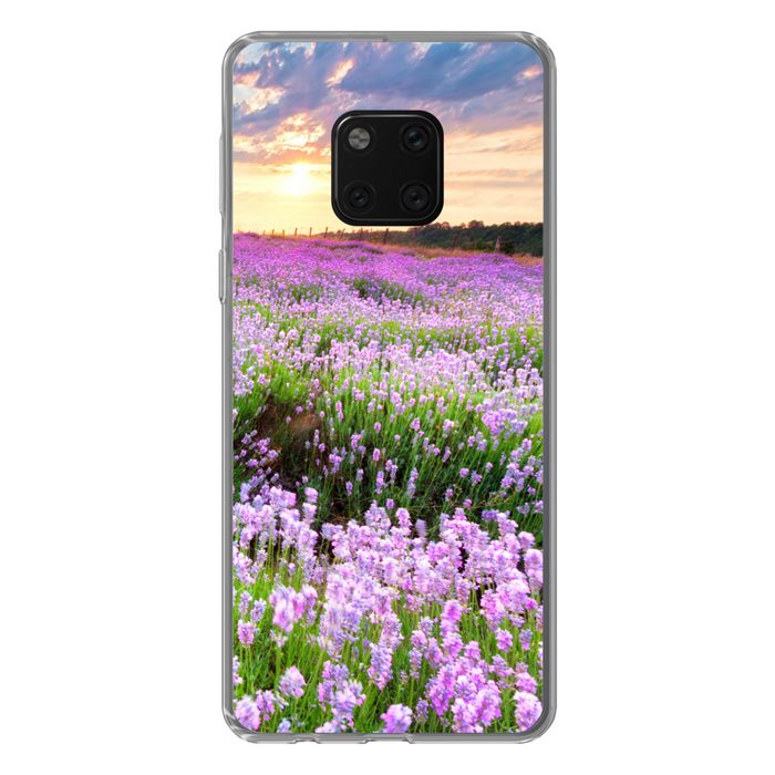 MuchoWow Handyhülle Lavendel - Blumen - Sonnenuntergang - Lila - Wiese Handyhülle Huawei Mate 20 Pro Handy Case Silikon Bumper Case