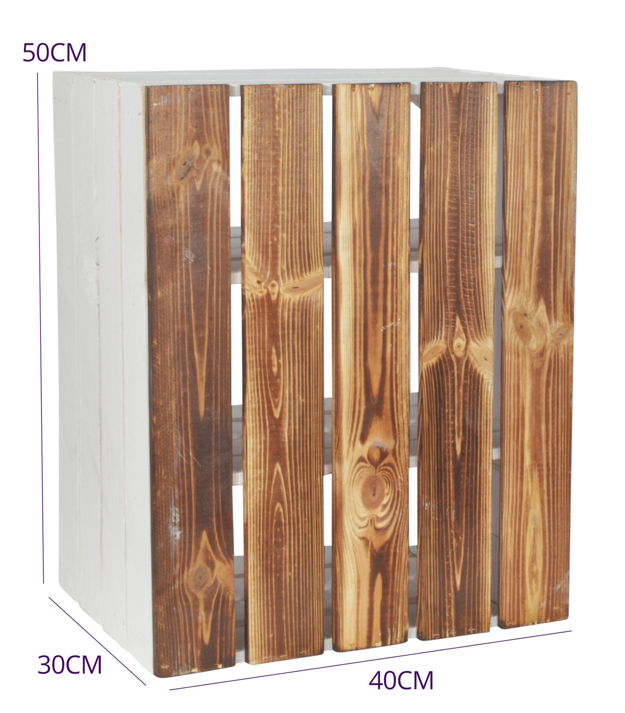 CHICCIE Holzkiste 2x Kurzes Regal Weiß Geflammt 50x40x30cm Kiste (1 St)