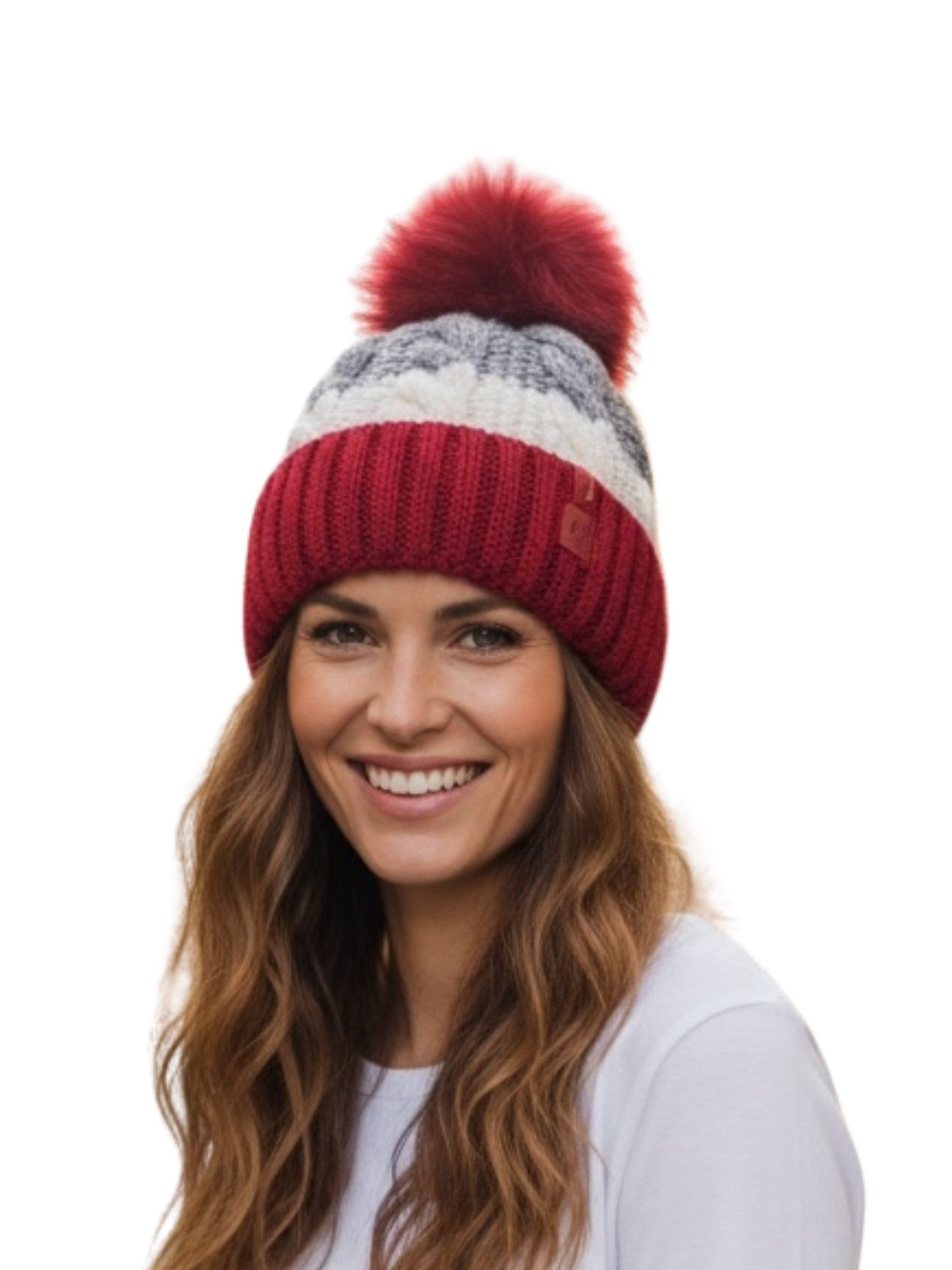 Bommelmütze Mütze mit großem Bommel AZ2342PC