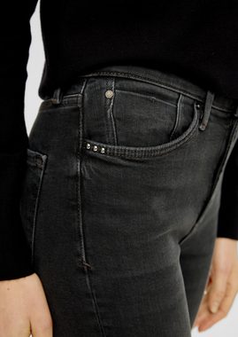 s.Oliver 7/8-Jeans Jeans Izabell / Skinny Fit / High Rise / Skinny Leg Leder-Patch, Nieten, Waschung