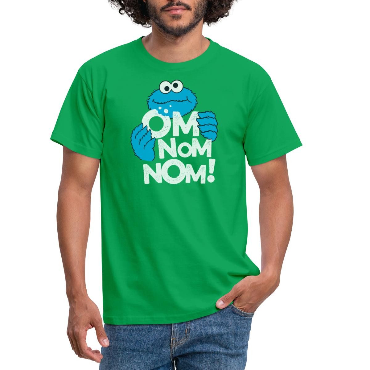 Spreadshirt T-Shirt Sesamstraße Krümelmonster Om Nom günstig online kaufen