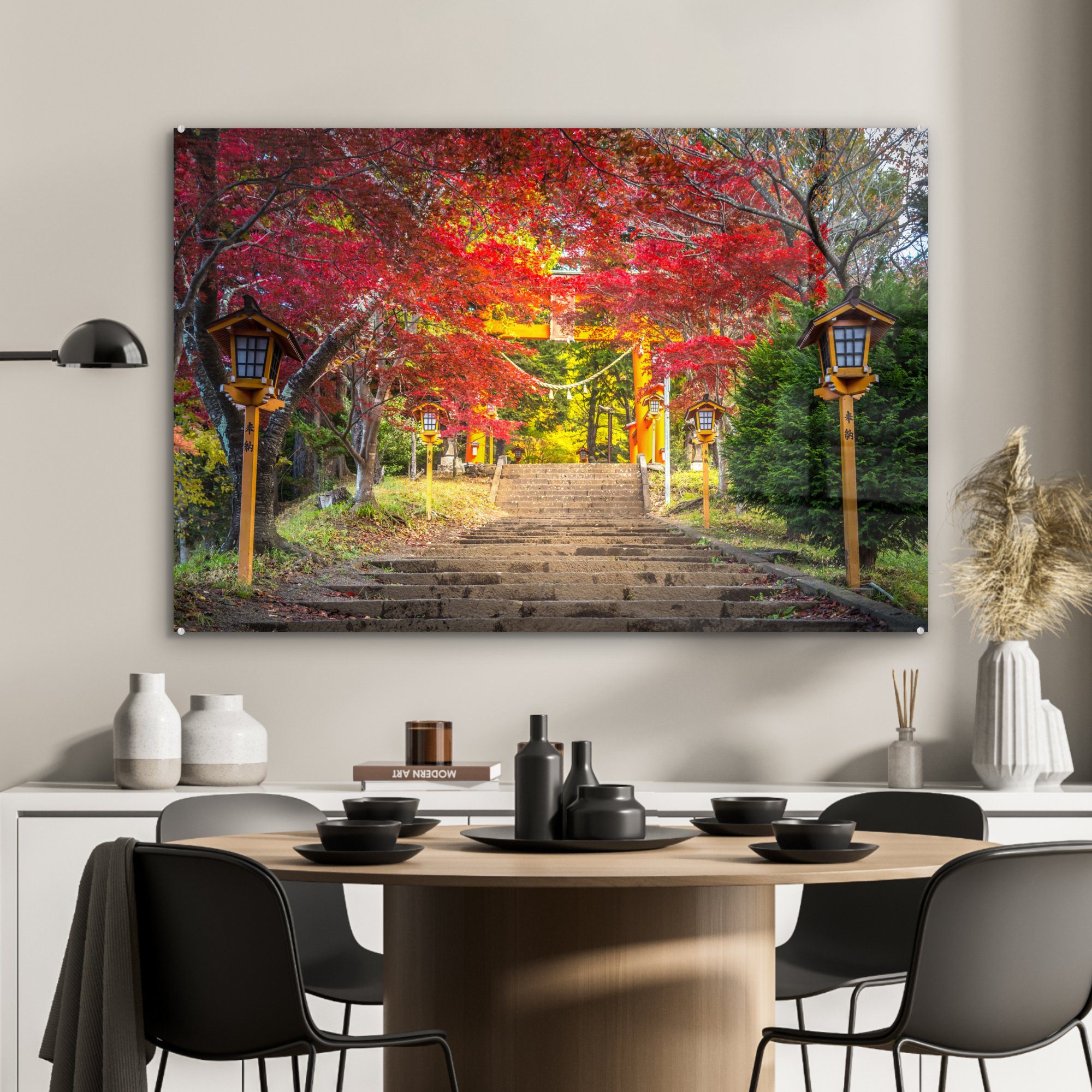 MuchoWow Acrylglasbild Japanischer Garten Herbst, im Acrylglasbilder (1 St), Wohnzimmer & Schlafzimmer