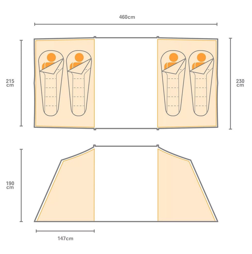 Regatta Kuppelzelt Campingzelt Kivu Vis-a-Vis - wasserabweisend, 2 Eingange, für, Personen: 4