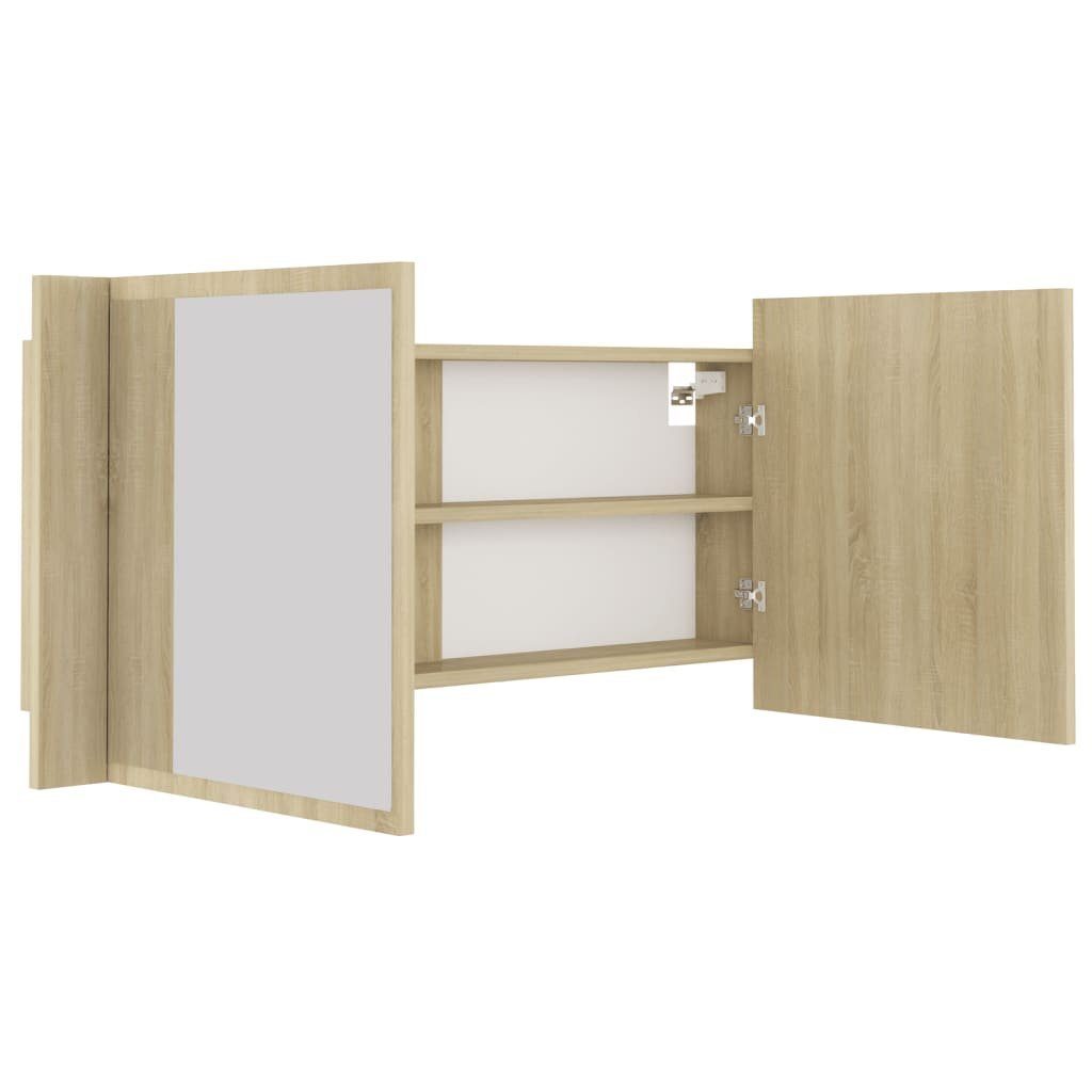 (1-St) Badezimmerspiegelschrank Acryl Sonoma-Eiche Sonoma cm 100x12x45 Eiche vidaXL LED-Bad-Spiegelschrank