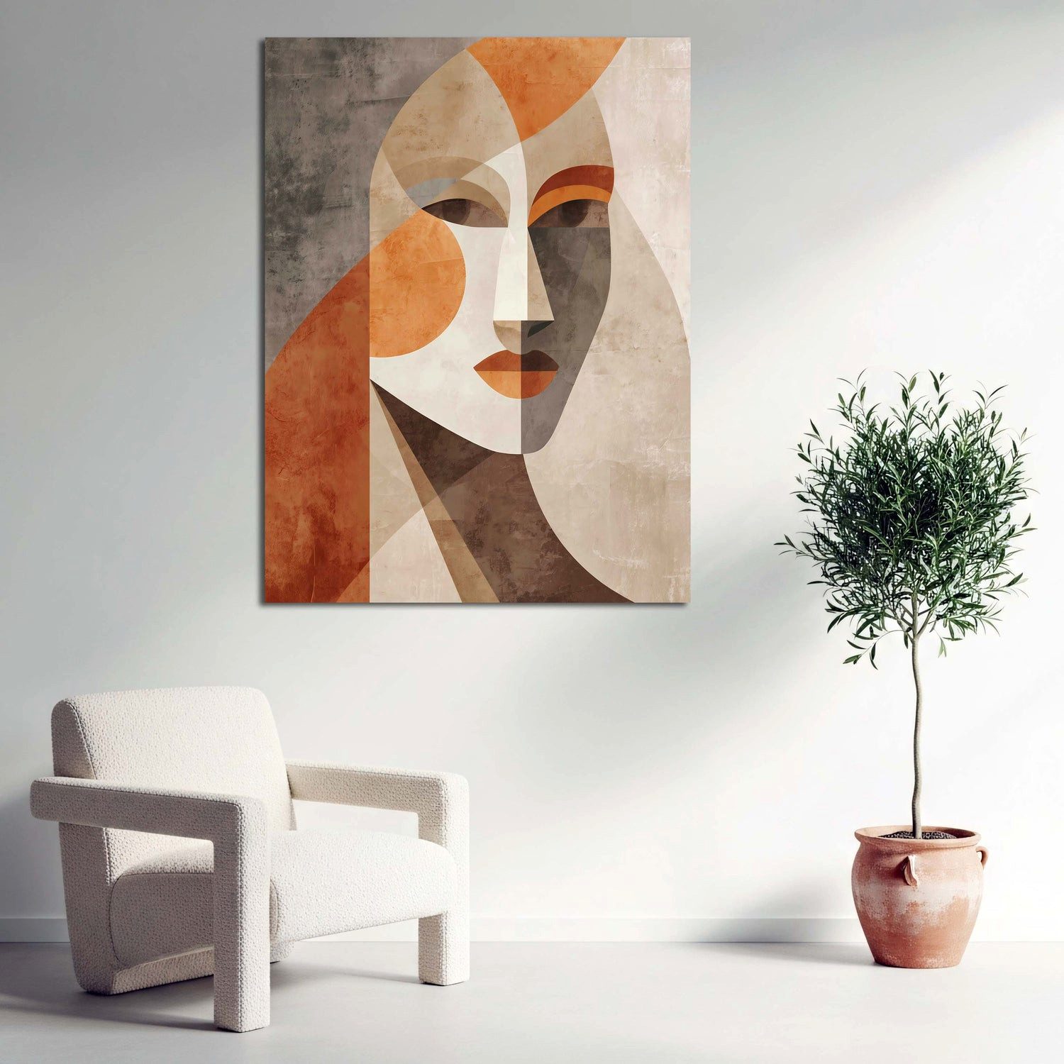Artedinoi Leinwandbild Frauenporträt Formen warme Farben Leinwandbild Wandbild Kunstdruck XL, Frauenporträt in warmen Farben