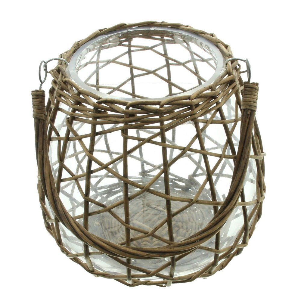 Home-trends24.de Windlicht Windlicht Geflecht Rund Weide Kerzenhalter Laterne Kerzenständer