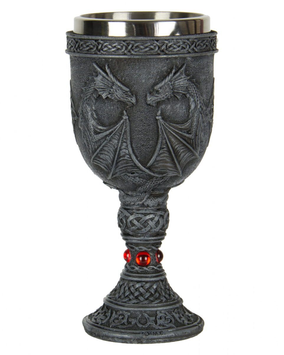 Dekofigur Kelch mit zwei Drachen als edles Geschenk für Goth