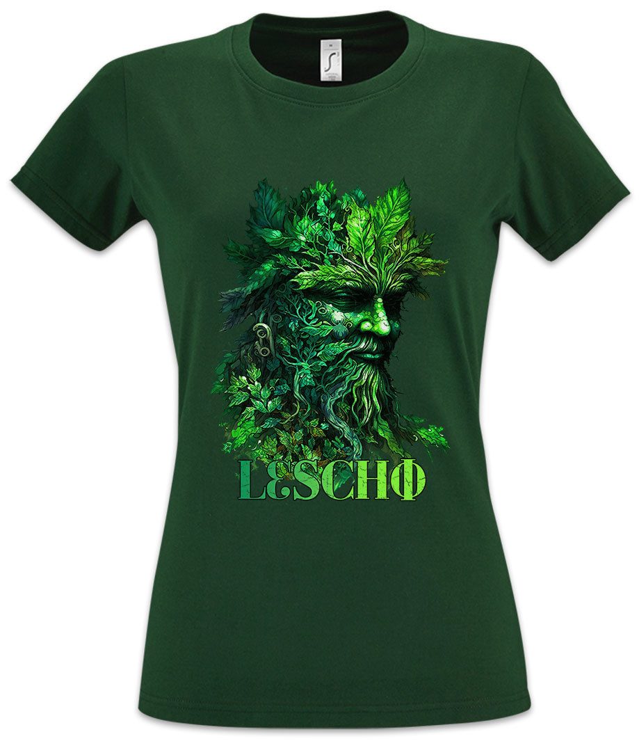 Urban Backwoods Print-Shirt Leschi Damen T-Shirt Waldgeist Waldschrat Waldgott Slawischen (1-tlg) Mythologie Herr Des Waldes