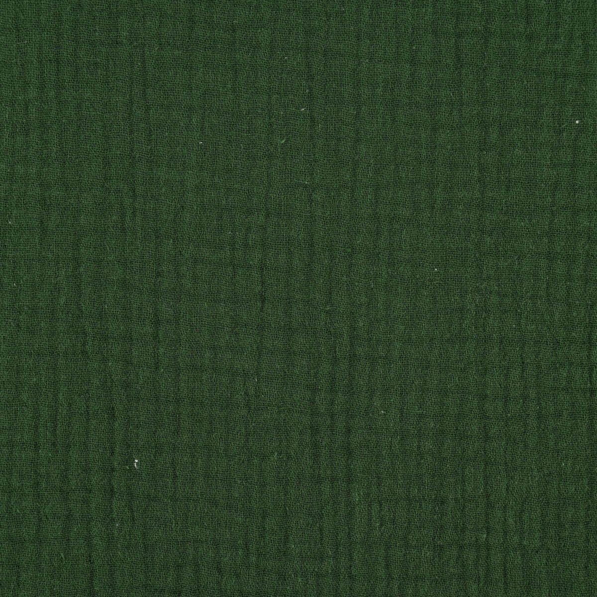 SCHÖNER LEBEN. Stoff Musselinstoff Meterware Baumwolle Organic Bio dunkelgrün 1,30m, allergikergeeignet