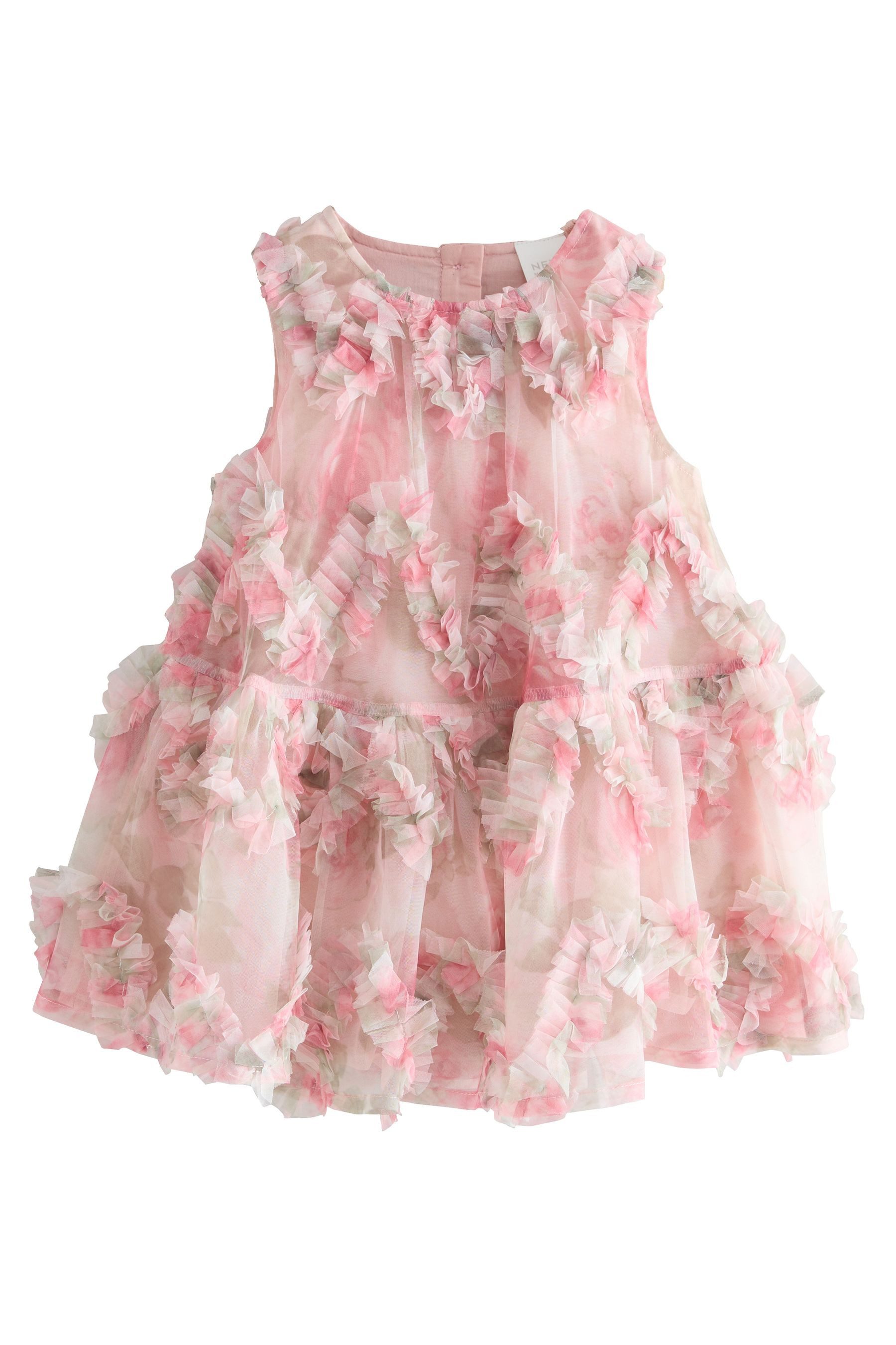 Next Tüllkleid Ärmelloses Mesh-Kleid mit Blumenmuster (1-tlg)
