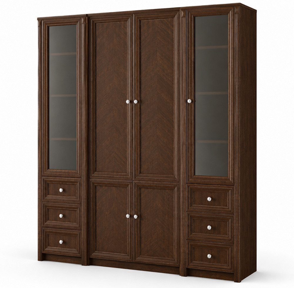 JVmoebel Aktenschrank Brauner Büroschrank mit Glasfront und Holzregalen (Büroschrank) Made in Europa