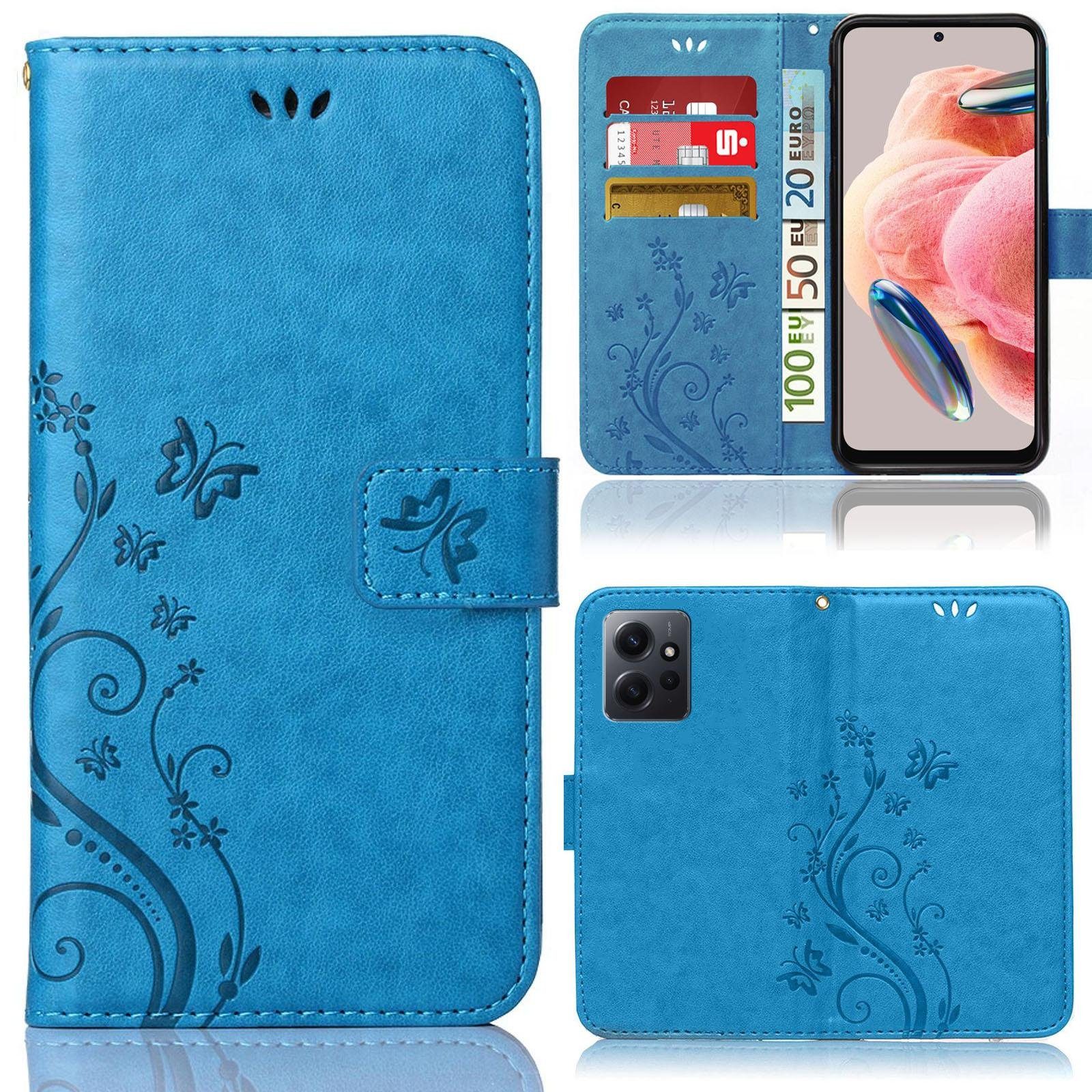 Numerva Handyhülle Bookstyle Flower für Xiaomi Redmi Note 12 4G, Handy Tasche Schutzhülle Klapphülle Flip Cover mit Blumenmuster