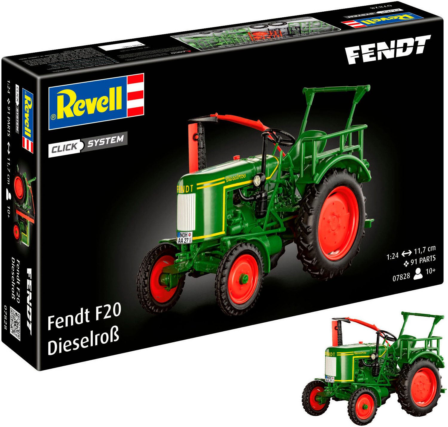 Revell® Modellbausatz Click System, Fendt F20 Dieselroß Traktor, Maßstab 1:24, Made in Europe