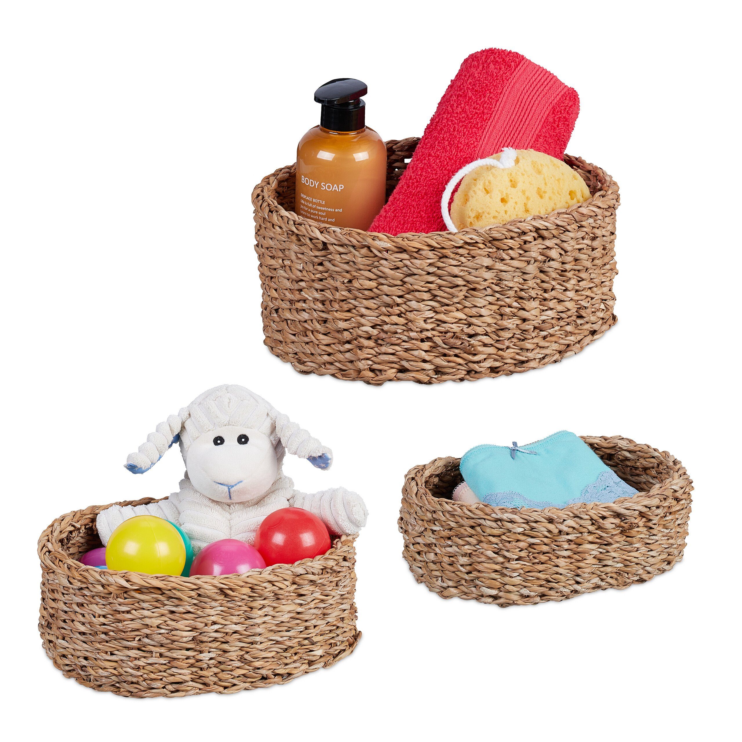 relaxdays Aufbewahrungskorb 3-tlg. Aufbewahrungskorb Set aus günstig online kaufen