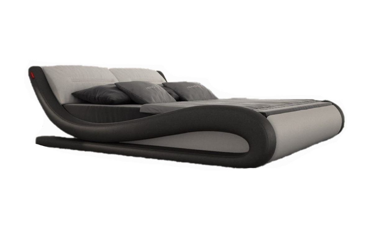 Sofa Dreams Kunstlederbett Aprilia Weiß-Schwarz Komplettbett (Bett und Matratze), mit gepolstertem Kopfteil, mit Matratze und Lattenrost, Massivholz