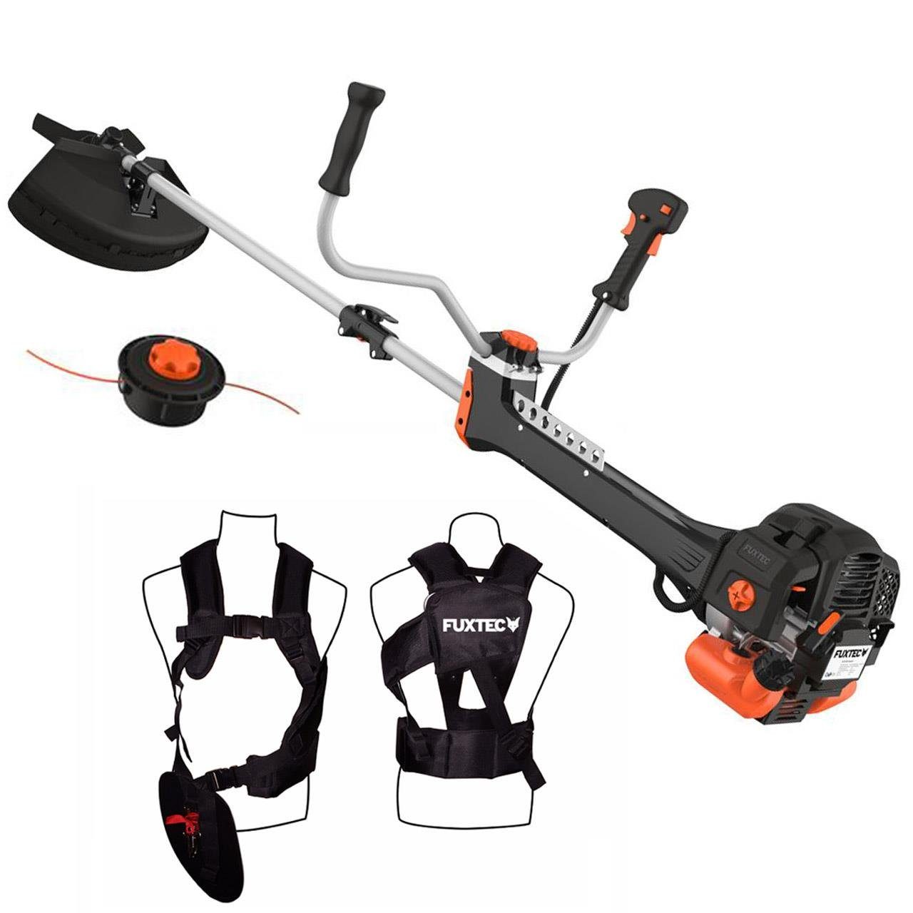 FUXTEC Benzin-Motorsense FX-PS152, 44 cm Arbeitsbreite Messer, 52ccm 1,8PS Highend Anti-Vibrationseinrichtung Profi-Komfort-Tragegurt