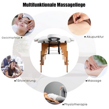 COSTWAY Massageliege Mobile Massagebett, Holzgestell, tragbar