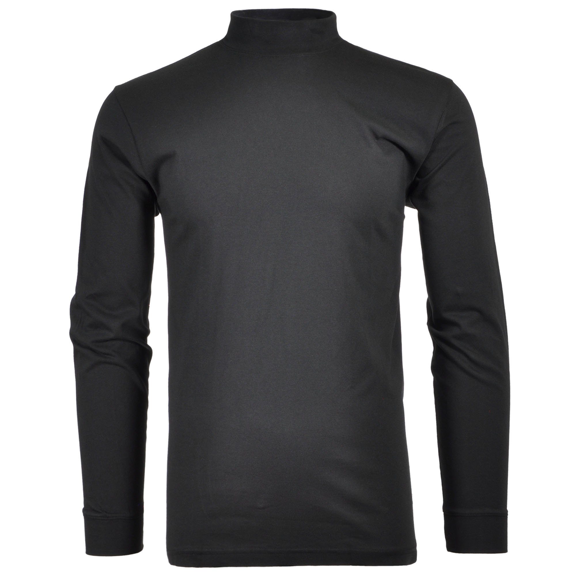 Schwarz Basic Sweatshirt - Stehkragen-Pullover Herren RAGMAN Langarm