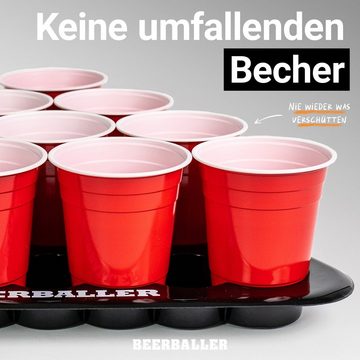 BeerBaller Abstandshalter BeerBaller® Beer Pong Racks - Set inkl. 2 Racks, 22 Cups & 3 Bällen (Komplett-Set) In edlem Schwarz