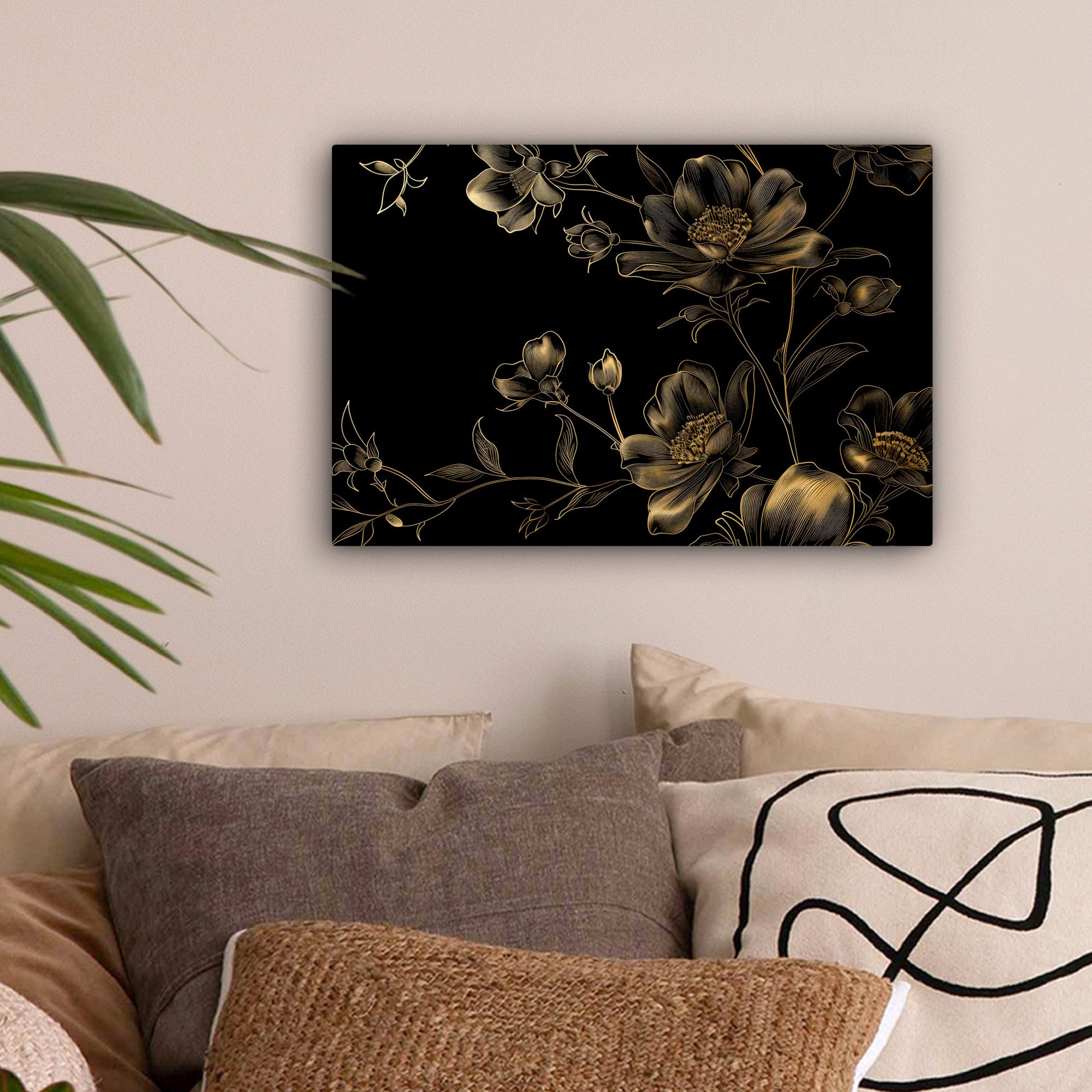 OneMillionCanvasses® Leinwandbild Blumen - Schwarz - günstig online kaufen