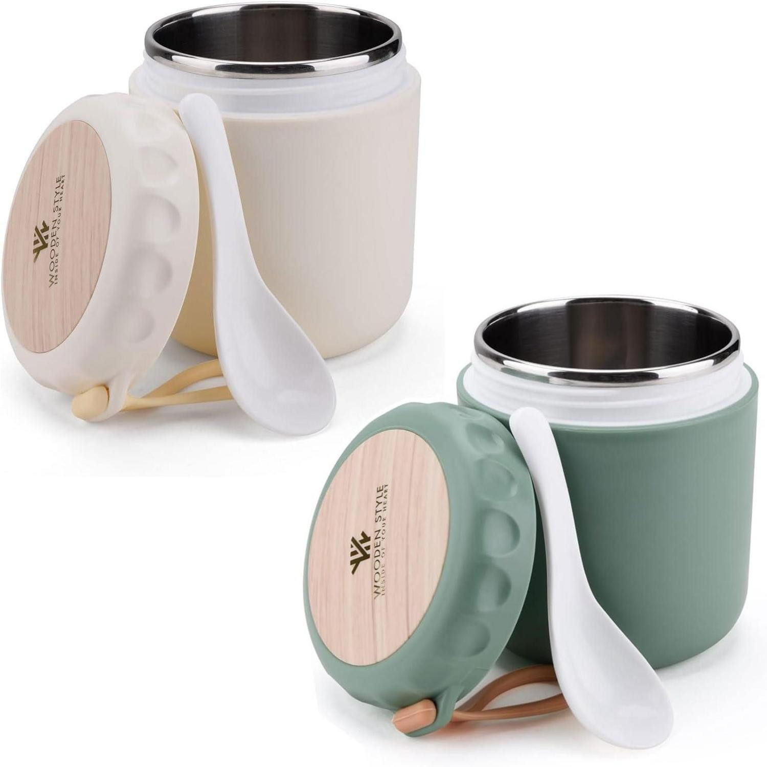 Coffee-to-go-Becher Müslibecher to go Edelstahl Joghurtbecher auslaufsicher 400ml Müsli