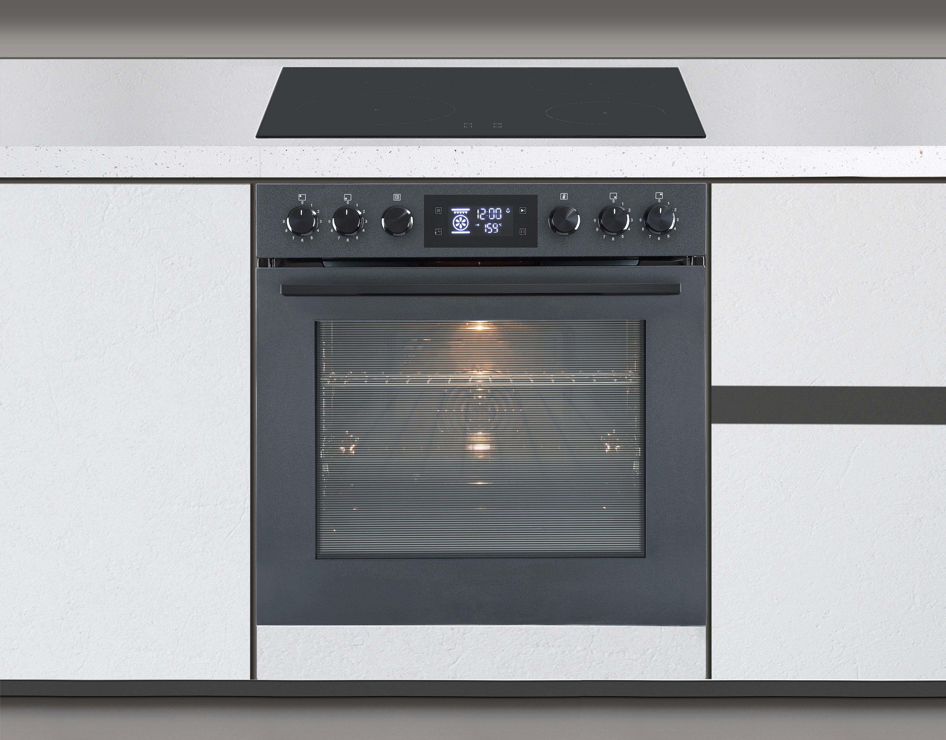 Hanseatic Induktions Herd-Set HBCO7210A1MB+HI46074C, Mattes Herd-Set: modern, edel, pflegeleicht