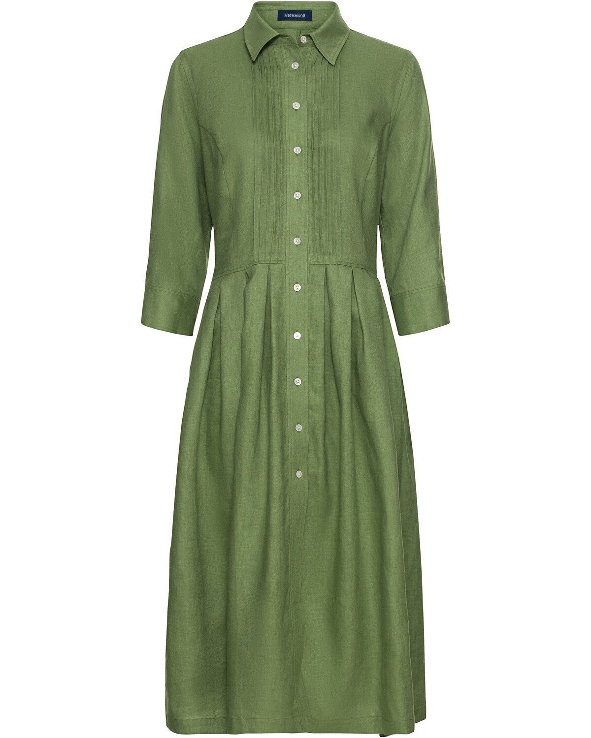 Midikleid Leinenkleid mit Biesen
