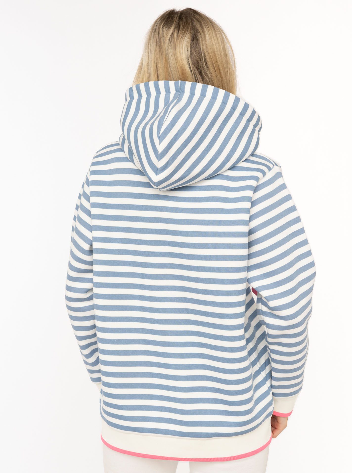 Zwillingsherz Kapuzensweatjacke "Maritim" gestreift, Kapuze mit Kordel und Herzen, Taschen, Zipper – Bild 3 von 5