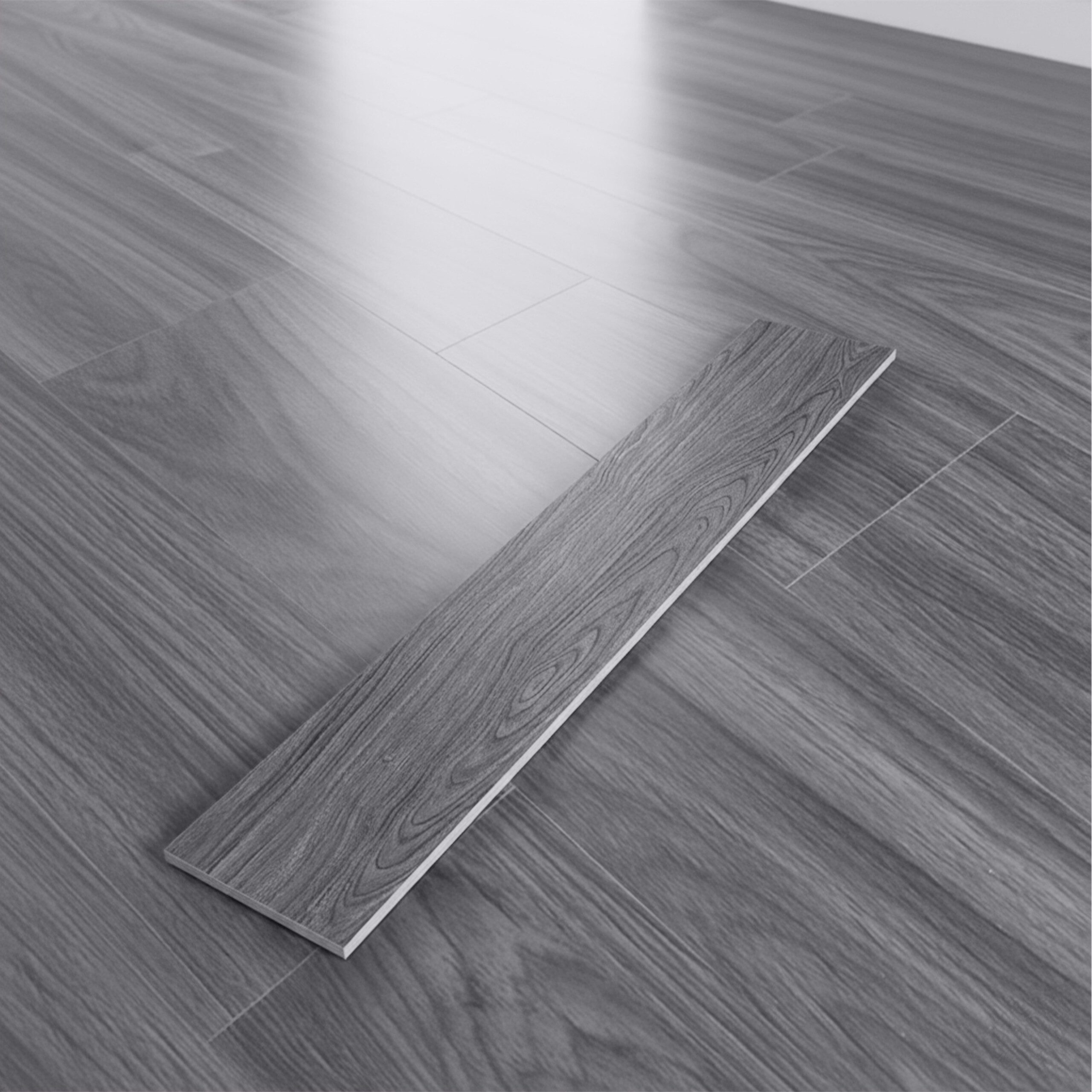 relaxdays Vinylboden PVC Bodenbelag selbstklebend Holzoptik, Hellgrau, 2,5m²/18 Stück