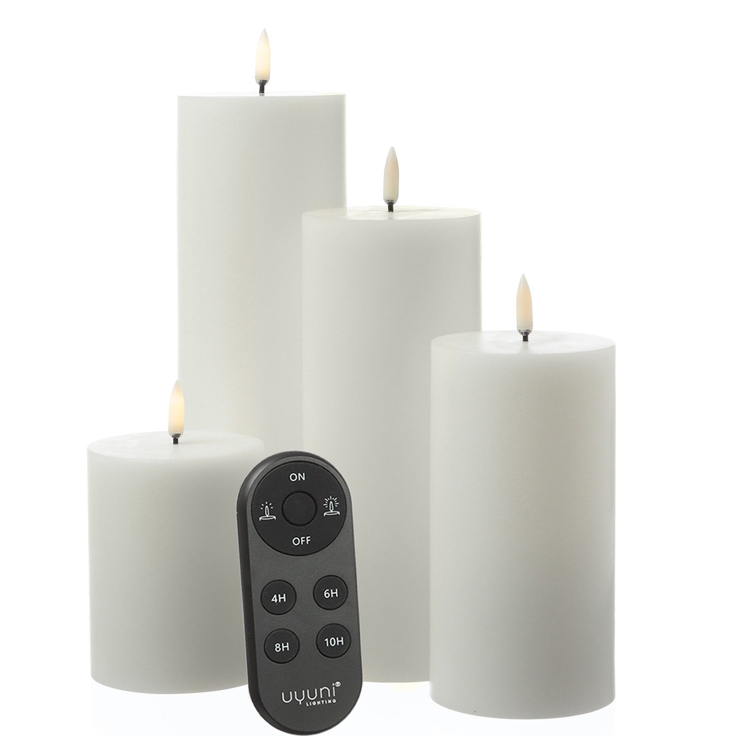 UYUNI Lighting LED-Kerze LED Kerzenset THEA Uyuni 4 Größen mit Batterien Fernb. 4er Set weiß, LED Classic, warmweiß (2100K bis 3000K)