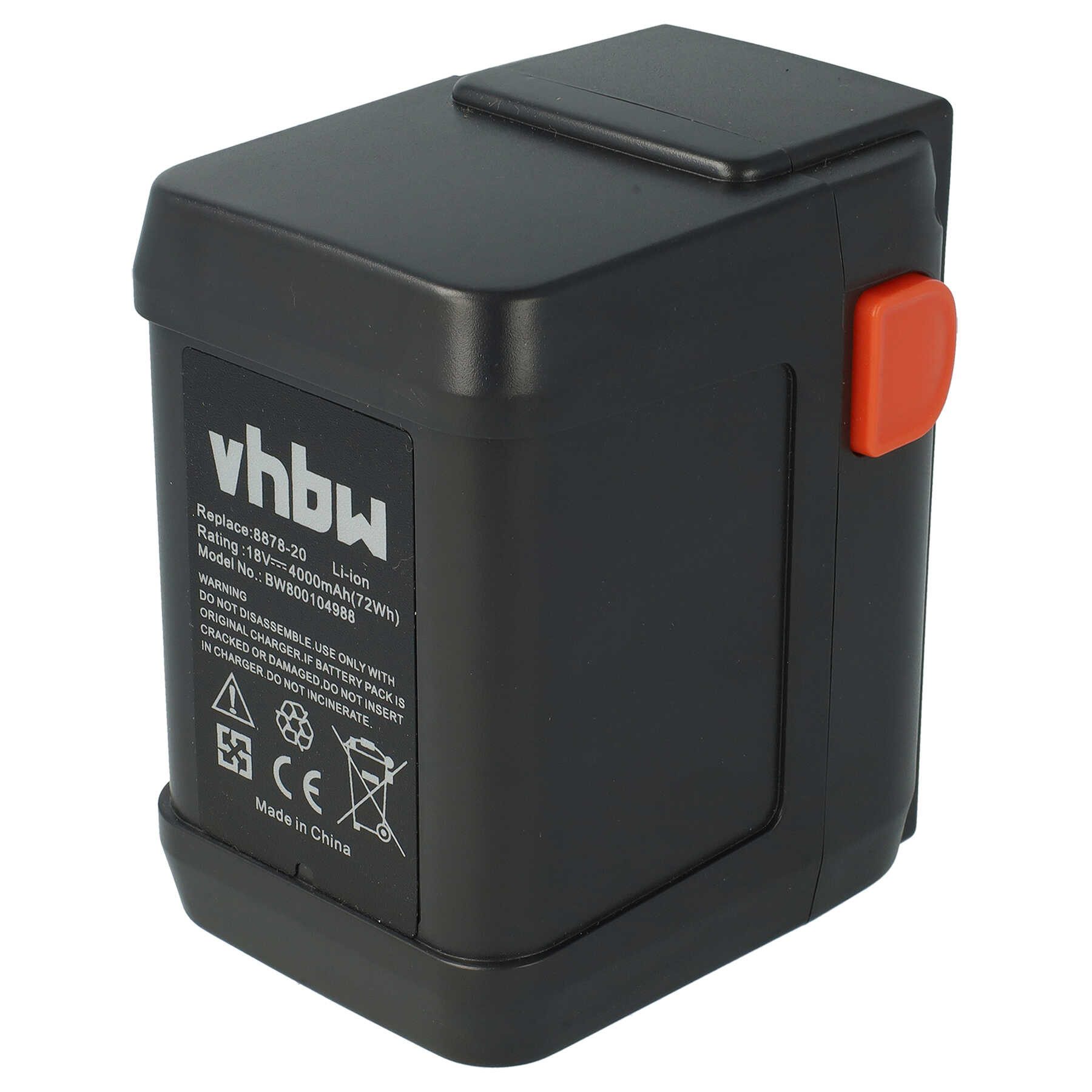 vhbw Akku passend für Gardena Allround Bläser AccuJet 18-Li (9335-20) Akku Akku Li-Ion 4000 mAh (18 V, 1 St), Leistungsfähiger Austausch-Akku für Grasschere, Strauchschere