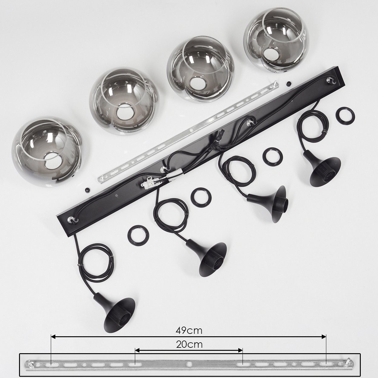 Leuchtmittel, hofstein Schwarz/Rauchfarben/Klar, Schirmen »Saltusio« Hängeleuchte in aus E27 Hängelampe (19, Glas Metall/Glas 5cm), ohne mit