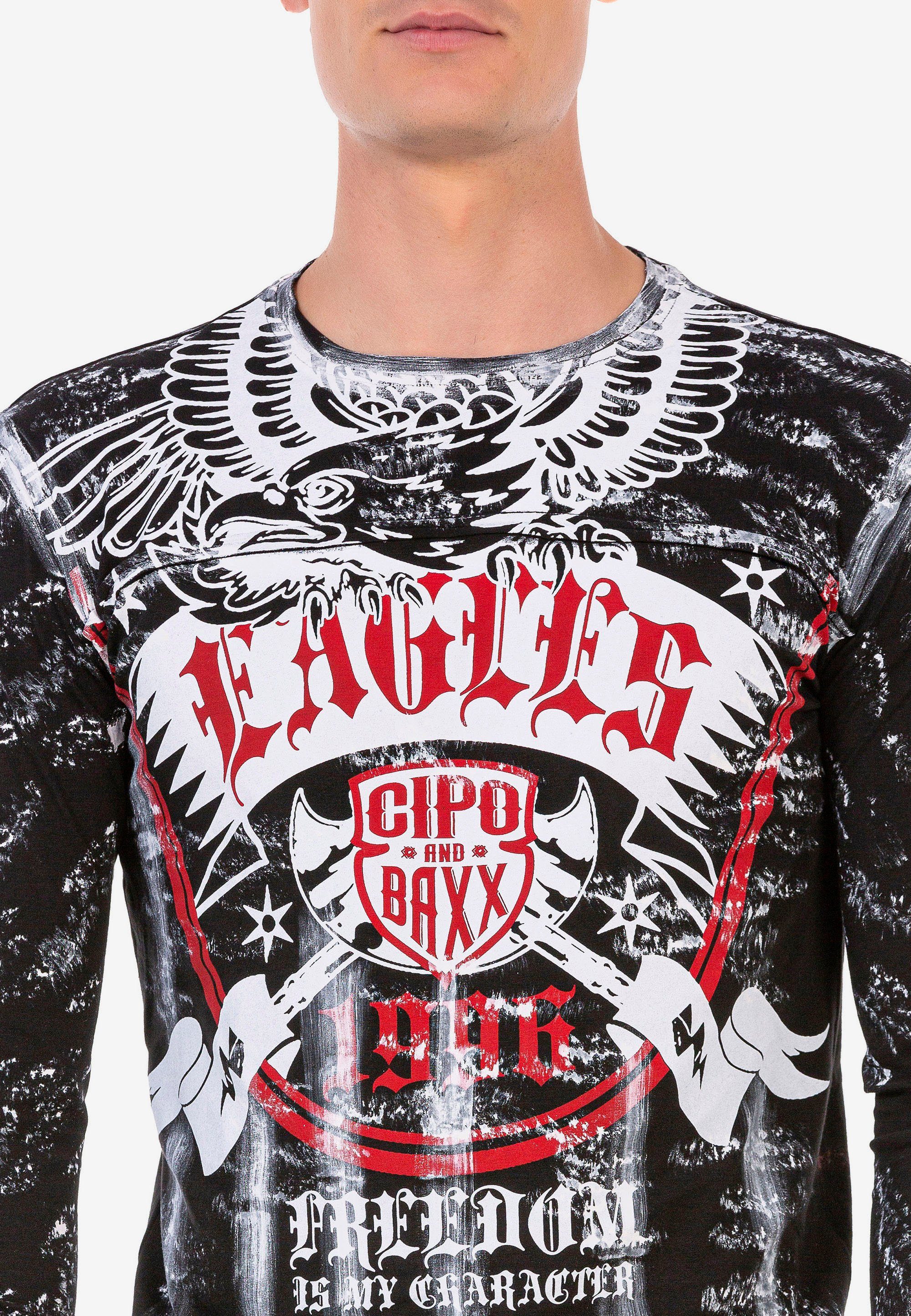 Cipo & Baxx Langarmshirt mit Frontprint coolem