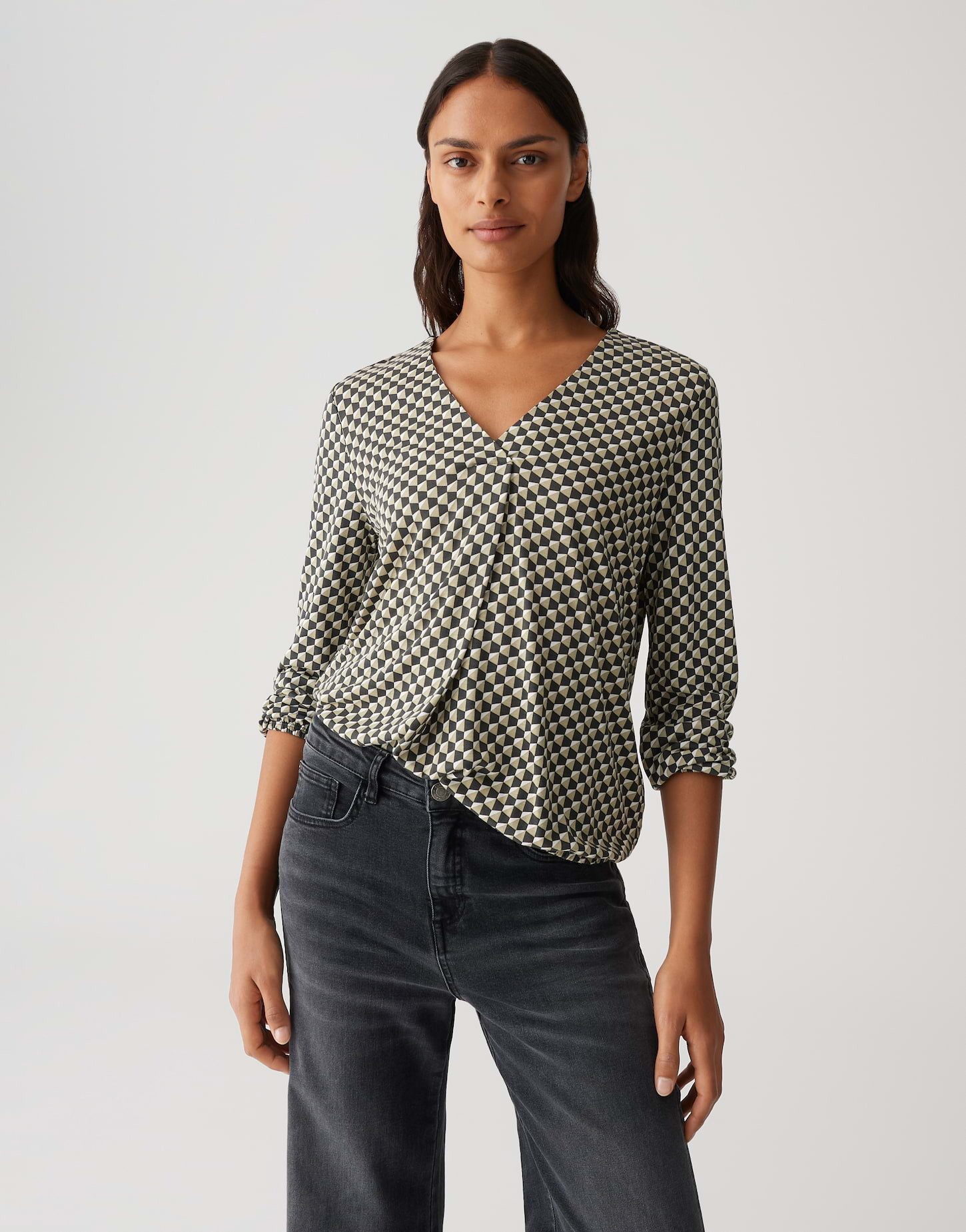 OPUS 3/4-Arm-Shirt SANNAH ICONIC aus ECOVERO™ Viskose 3/4 Arm, All-Over-Pri günstig online kaufen