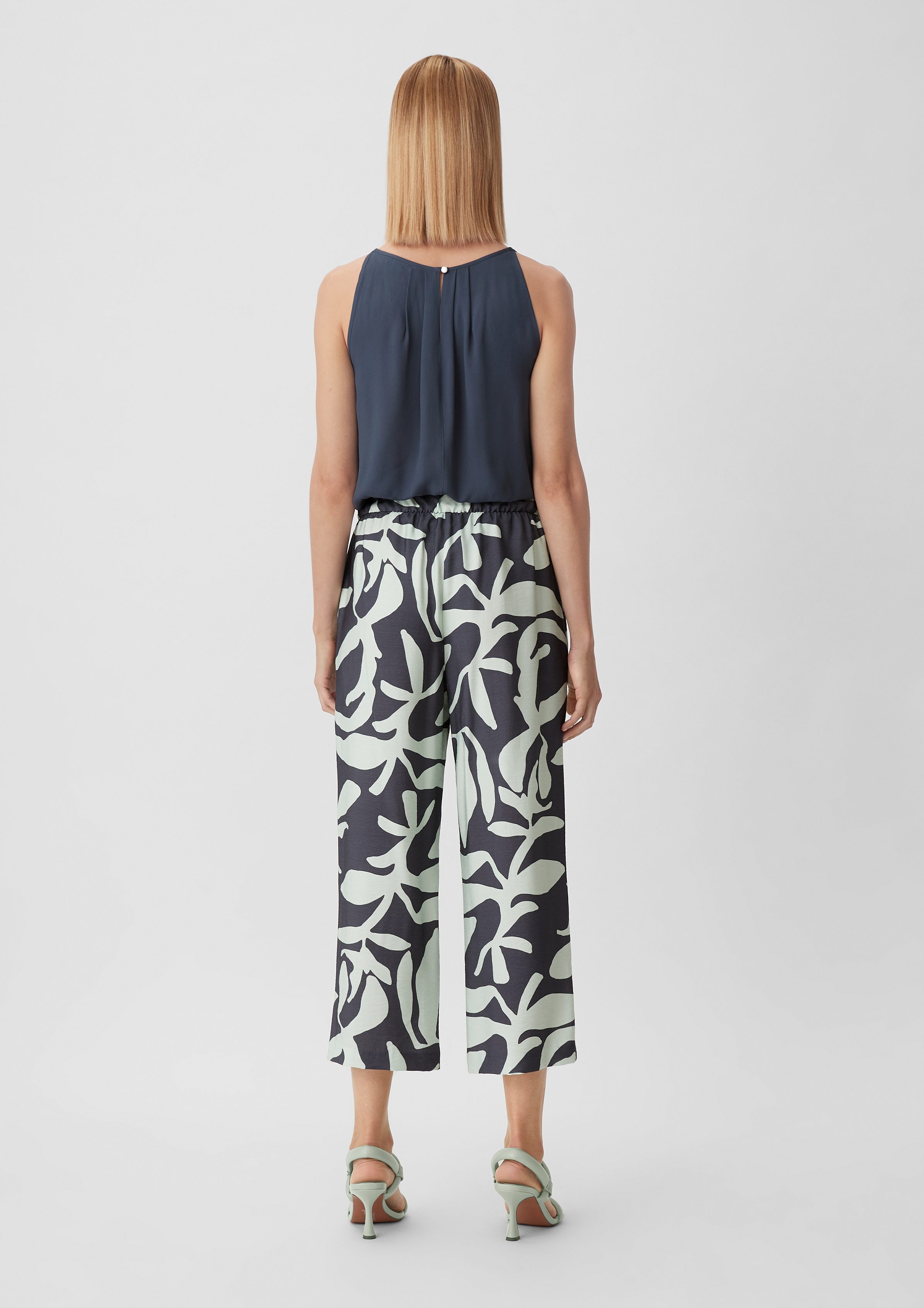 Comma Stoffhose mit Hose Allover-Print Loose: tiefblau