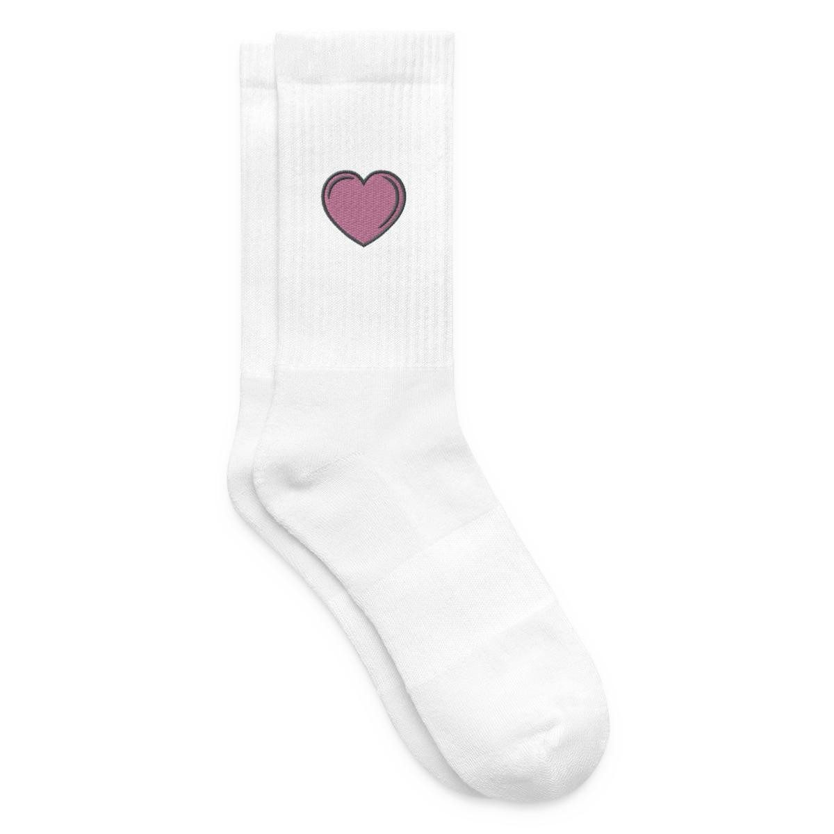 Spreadshirt Socken Rosa Herz bestickt Liebe Stickmotiv Tennissocken (1-Paar)