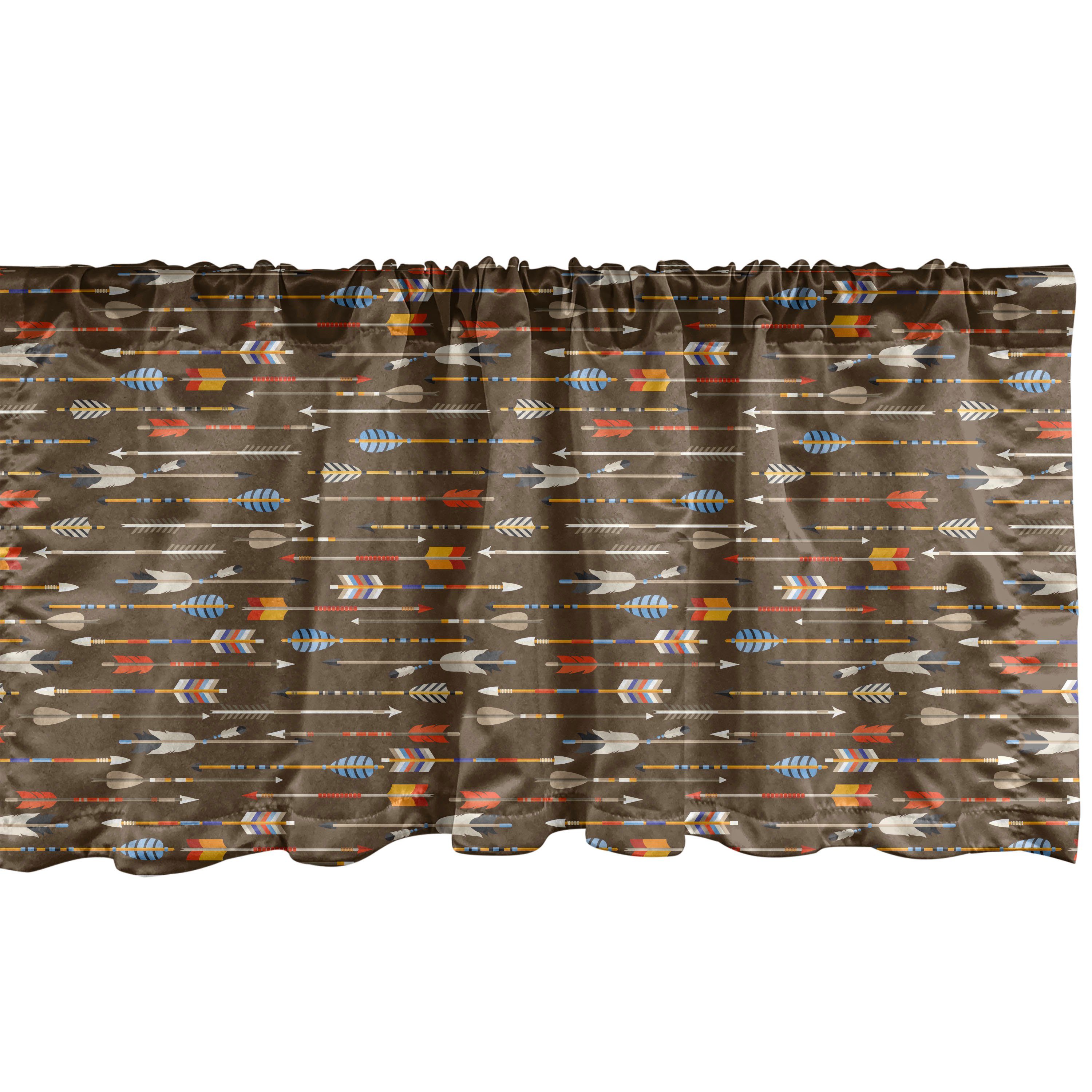 Scheibengardine Vorhang Volant für Küche Schlafzimmer Dekor mit Stangentasche, Abakuhaus, Microfaser, Bunt Eastern Stil